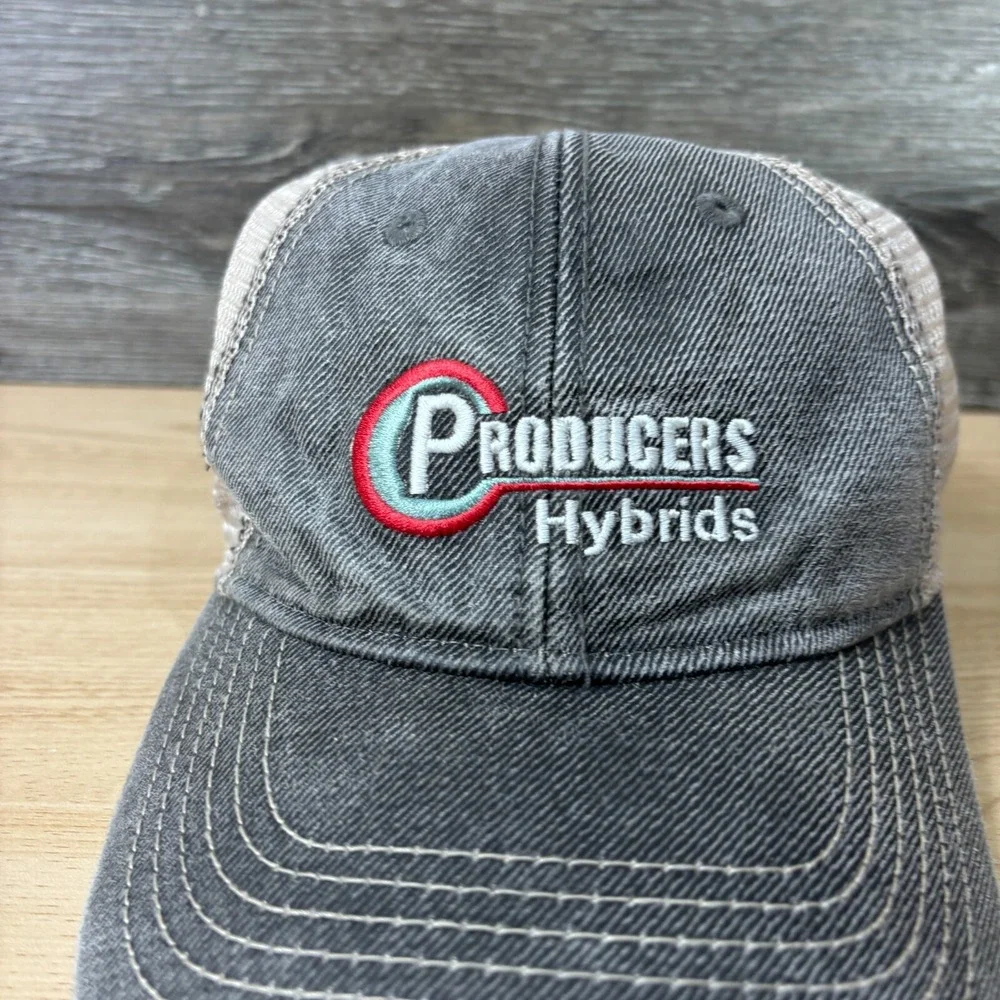 Producers Hybrids Hat Cap Strap Back Gray Farming Seed One Size‎ Adjustable